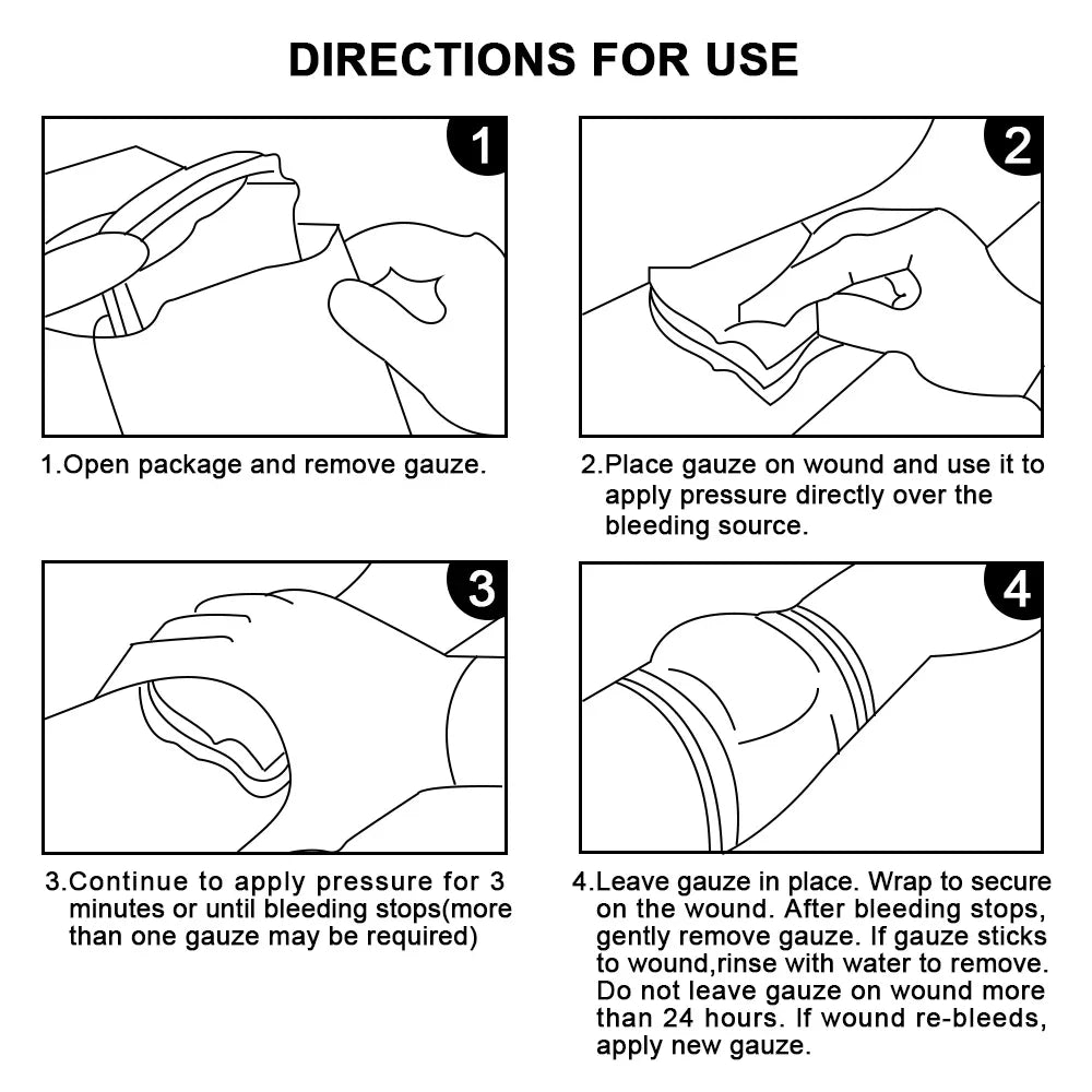 Hemostatic Kaolin Gauze Combat Emergency Trauma Z-Fold Soluble For Ifak Tactical First Aid Kit Medical Wound Dressing Leedoar