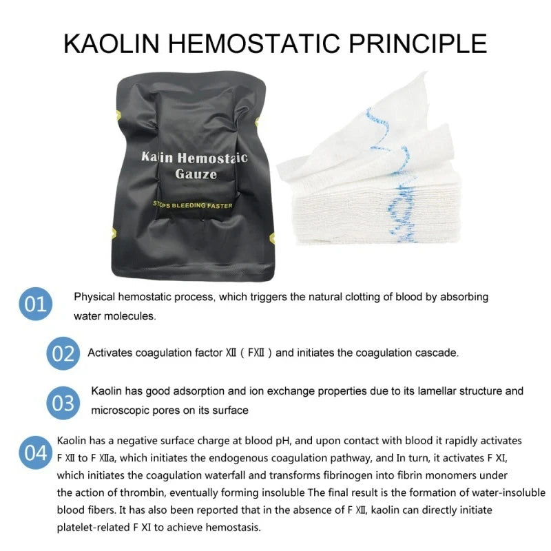 Hemostatic Kaolin Gauze Combat Emergency Trauma Z-Fold Soluble For Ifak Tactical Military First Aid Kit Medical Wound Dressing Leedoar