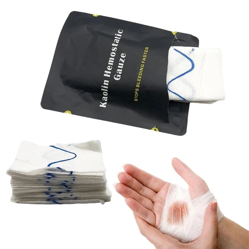 Hemostatic Kaolin Gauze Combat Emergency Trauma Z-Fold Soluble For Ifak Tactical Military First Aid Kit Medical Wound Dressing Leedoar