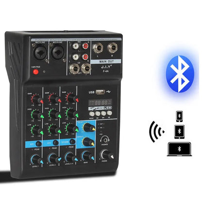 A4 Sound Mixing Console Bluetooth Record Computer Playback 48V Phantom Power Delay Repaeat Effect 4 Channels USB Audio Mixe Leedoar