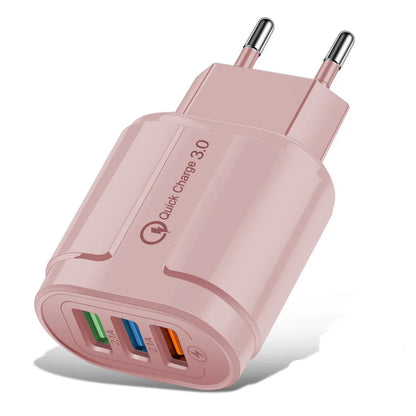 Cargador USB de pared de 3 A y 30 W con carga rápida de 3,0 W para iPhone, iPad 11, 12 y 13, adaptador de enchufe UE/EE. UU. para Samsung, Android, Huawei y Macaron 