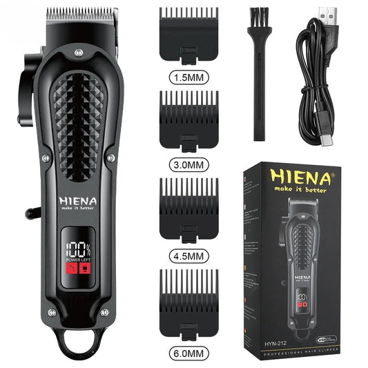 Cortadora de cabello eléctrica Hiena HYN-212, cortadora de barba inalámbrica recargable UBS, potente herramienta de corte para hombres 