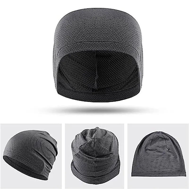 Pañuelo para la cabeza gris oscuro de alta calidad para ciclismo, deportes, gorra fría para correr, absorbente y transpirable, gorra de ciclismo apilada fina para verano 