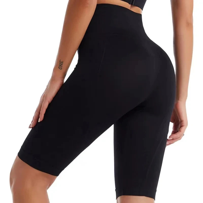 High Waist Sports Biker Shorts Women Naked Feeling Workout Push Up Leggings Tummy Control Yoga Running Fitness Gym Slim Pants Leedoar