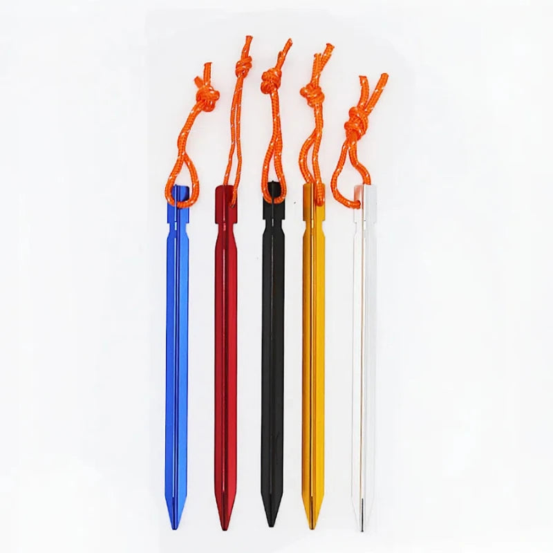 Hikevictor 10pcs Aluminum Alloy ultralight Tent Pegs 18cm Outdoor Camping Ground Nail Tent Stakes With Wind Rope Storage Bag Leedoar