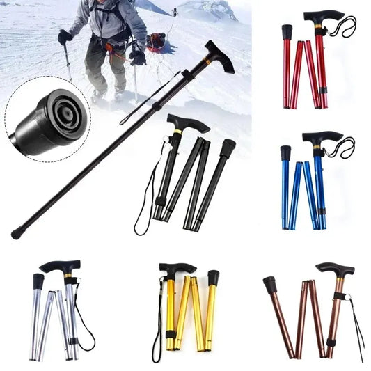 Hiking Camping Mountaineering Poles Walking Stick Telescopic Baton Trekking Poles Folding Cane Crutches Pole Unisex Leedoar