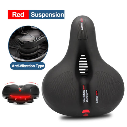 Hollow Breathable Bicycle Saddle Men Women MTB Road Bike Saddle Shock Absorbing Comfortable Big Butt Bike Seat Safety Warning Leedoar