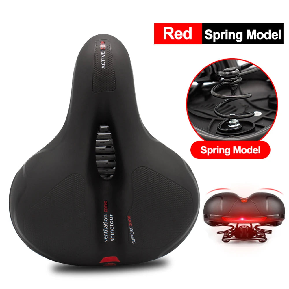 Hollow Breathable Bicycle Saddle Men Women MTB Road Bike Saddle Shock Absorbing Comfortable Big Butt Bike Seat Safety Warning Leedoar