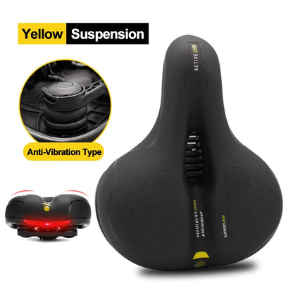 Hollow Breathable Bicycle Saddle Men Women MTB Road Bike Saddle Shock Absorbing Comfortable Big Butt Bike Seat Safety Warning Leedoar