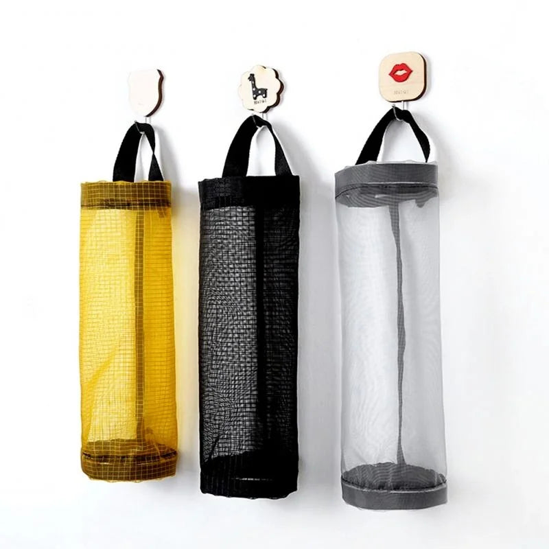 Home Grocery Bag Holder Wall Mount Plastic Bag Holder Dispenser Hanging Storage Trash Garbage Bag Kitchen Garbage Organizer Leedoar