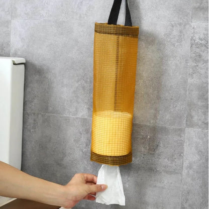 Home Grocery Bag Holder Wall Mount Plastic Bag Holder Dispenser Hanging Storage Trash Garbage Bag Kitchen Garbage Organizer Leedoar