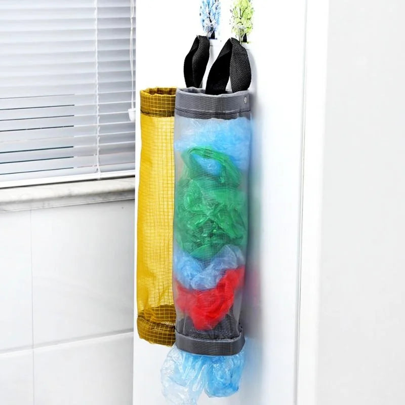 Home Grocery Bag Holder Wall Mount Plastic Bag Holder Dispenser Hanging Storage Trash Garbage Bag Kitchen Garbage Organizer Leedoar