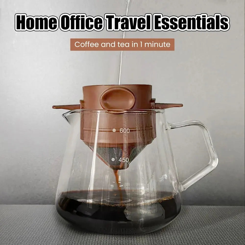 Home Little Angel Portable Coffee Filter Cup Foldable Hand Flushable Double 304 Stainless Steel Coffee Filter Leedoar