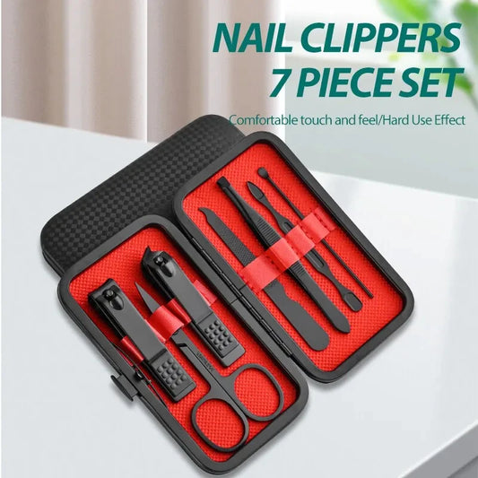 Home Nail Clipper 7piece Set Large Opening Manicure Tool Unisex Mini Compact Gift Eyebrow Clip Tweezers Leedoar