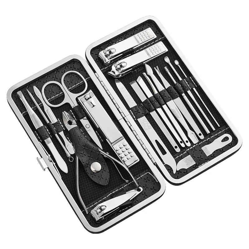 Home Nail Clipper Set Of 18 Pieces Large Size Dead Skin Pliers Diagonal To Remove Dead Skin Small Eyebrow Clipper Leather Sleeve Leedoar