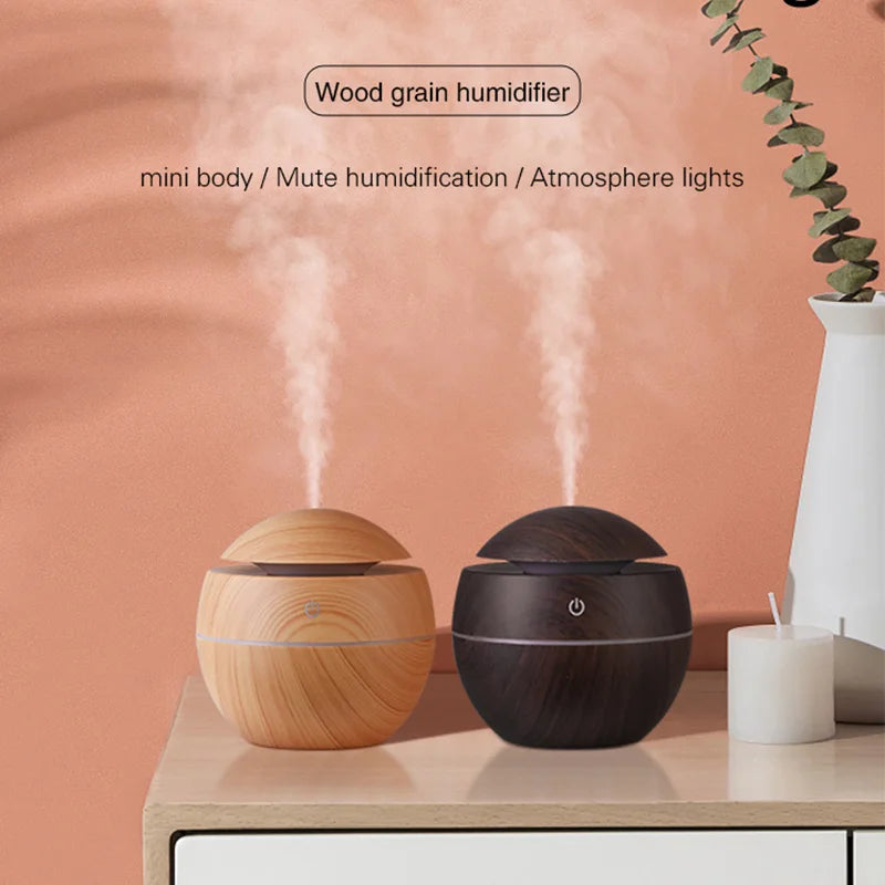 Home Wood Grain Air Humidifier Purifier Aroma Diffuser USB Ultrasonic Cool Mist Sprayer Essential Oil Fragrance Leedoar