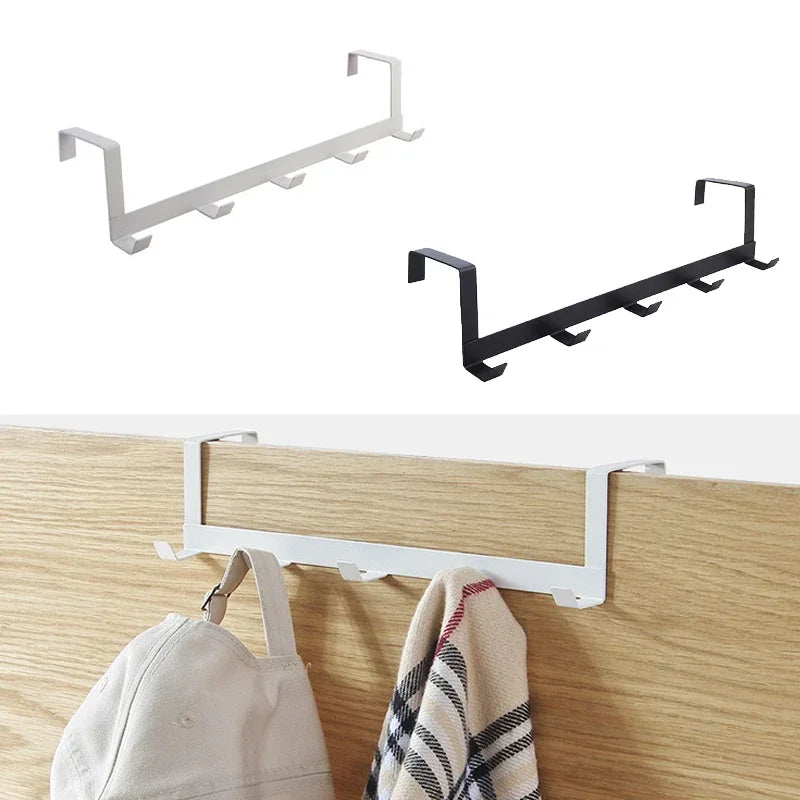 Hooks Over The Door 5 Hooks Home Bathroom Organizer Rack Clothes Coat Hat Towel Hanger New Bathroom Kitchen Accessories Holder Leedoar