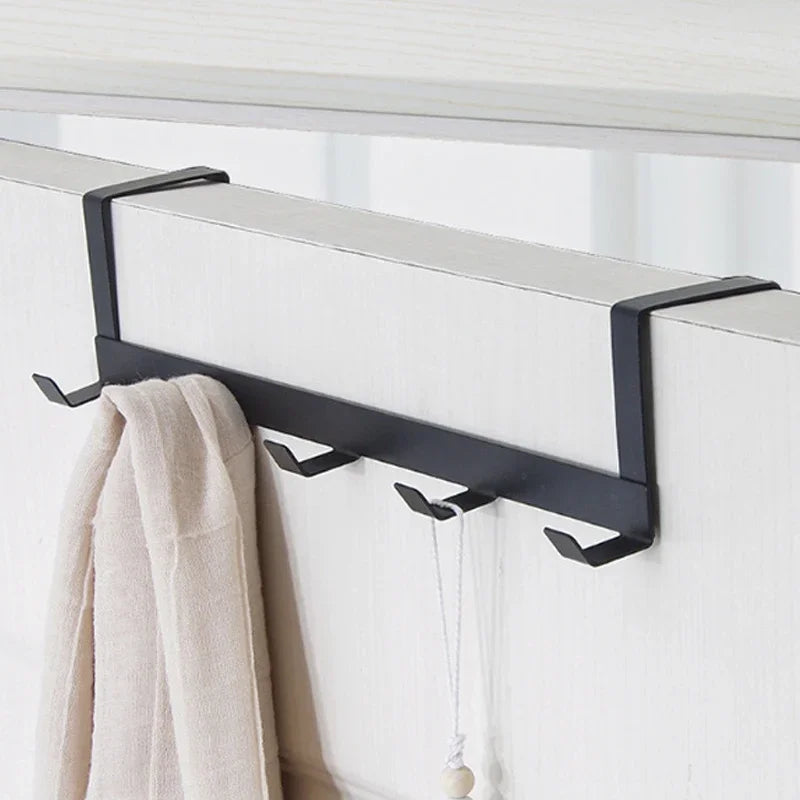 Hooks Over The Door 5 Hooks Home Bathroom Organizer Rack Clothes Coat Hat Towel Hanger New Bathroom Kitchen Accessories Holder Leedoar