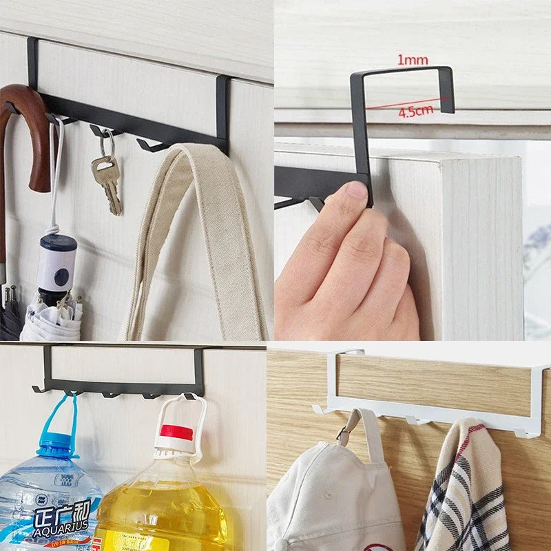 Hooks Over The Door 5 Hooks Home Bathroom Organizer Rack Clothes Coat Hat Towel Hanger New Bathroom Kitchen Accessories Holder Leedoar