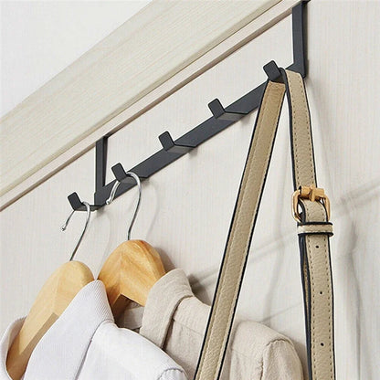 Hooks Over The Door 5 Hooks Home Bathroom Organizer Rack Clothes Coat Hat Towel Hanger New Bathroom Kitchen Accessories Holder Leedoar