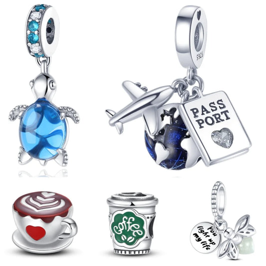 Artículos de plata de ley 925 populares Serie de uso diario Dijes Cuentas compatibles con pulseras Pandora originales S925 Joyería DIY Regalos Accesorios 