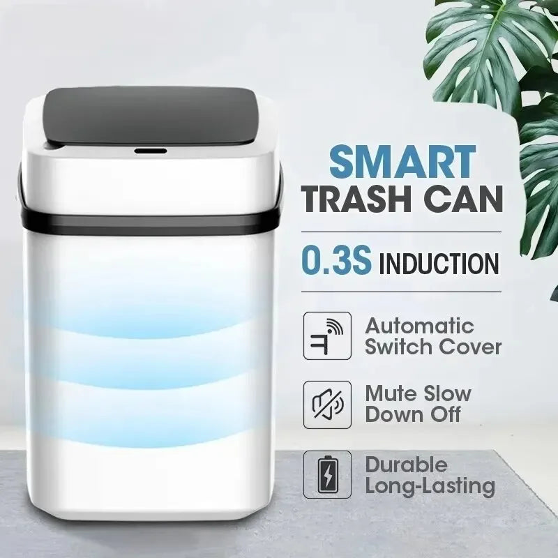 Hot Kitchen Trash Bin 13L Bathroom Touch Trash Can In The Toilet Smart Garbage Bucket Waste Bins Dustbin Smart Trash Can Kitchen Leedoar