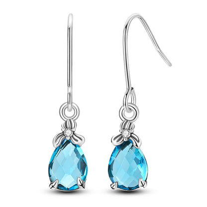 Hot Sale Fashion 925 Silver Color Earrings Blue Zircon Stars Moon Irregularity Earrings For Woman Fine Birthday Jewelry Gifts Leedoar