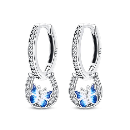 Hot Sale Fashion 925 Silver Color Earrings Blue Zircon Stars Moon Irregularity Earrings For Woman Fine Birthday Jewelry Gifts Leedoar