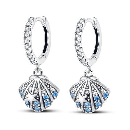 Hot Sale Fashion 925 Silver Color Earrings Blue Zircon Stars Moon Irregularity Earrings For Woman Fine Birthday Jewelry Gifts Leedoar