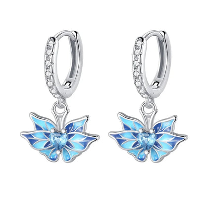 Hot Sale Fashion 925 Silver Color Earrings Blue Zircon Stars Moon Irregularity Earrings For Woman Fine Birthday Jewelry Gifts Leedoar