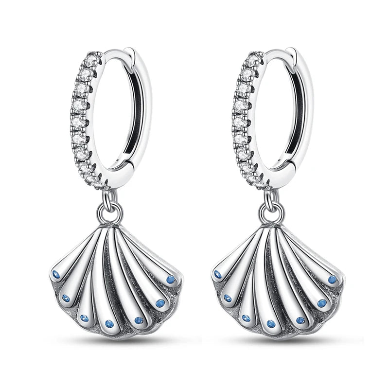 Hot Sale Fashion 925 Silver Color Earrings Blue Zircon Stars Moon Irregularity Earrings For Woman Fine Birthday Jewelry Gifts Leedoar