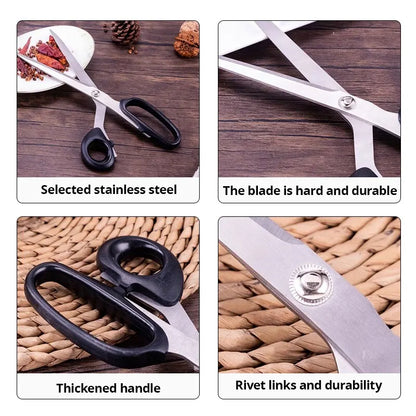 [Hot Sales] 1Pc Black Gray Stainless Steel Barbecue Scissors Steak Kitchen Scissors Manufacturer Kitchen Tools Household Scissor Leedoar