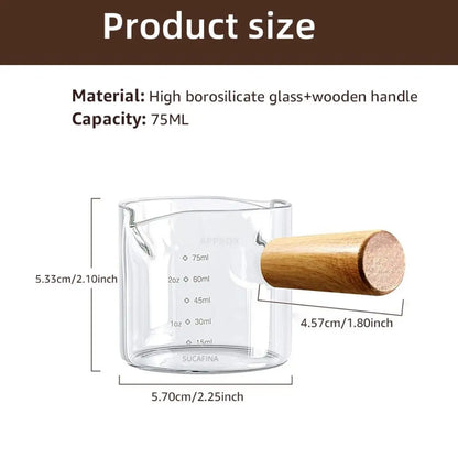 [Hot Sales] 75ml Glass Espresso Measuring Cup Double/Single Mouth Glass Milk Jug with Handle Glass Scale Measuring Mugs Leedoar