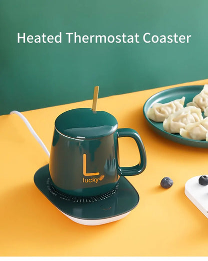 [Hot Sales] Electric Heated Coffee Mug Heating Coaster for Home Office Milk Tea Water Heating Mat Smart Thermostatic Warmer Pad Leedoar