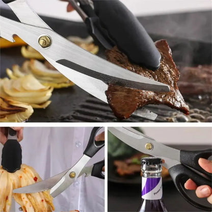 [Hot Sales] Stainless Steel Barbecue Scissors Clip Set Kitchen Tools Silicon Food Clip Scissors Outdoor Camping Barbecue Set Leedoar