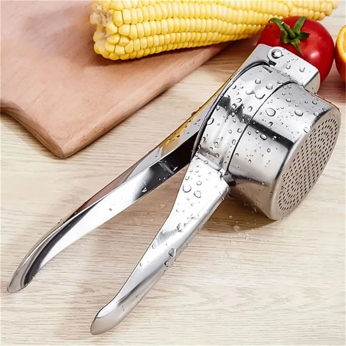 【Hot sales】 Stainless Stee Vegetable Extruder, Upgraded Silicone Handle Metal Vegetable Water Extruder, Suitable for Vegetable Leedoar