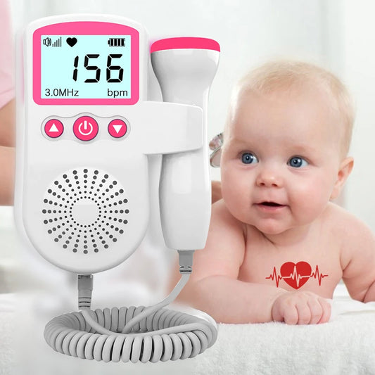 Monitor de frequência cardíaca fetal Doppler doméstico para gravidez de bebê Detector de batimentos cardíacos LCDdisplay Medidor de pulso Sem radiação Estetoscópio 