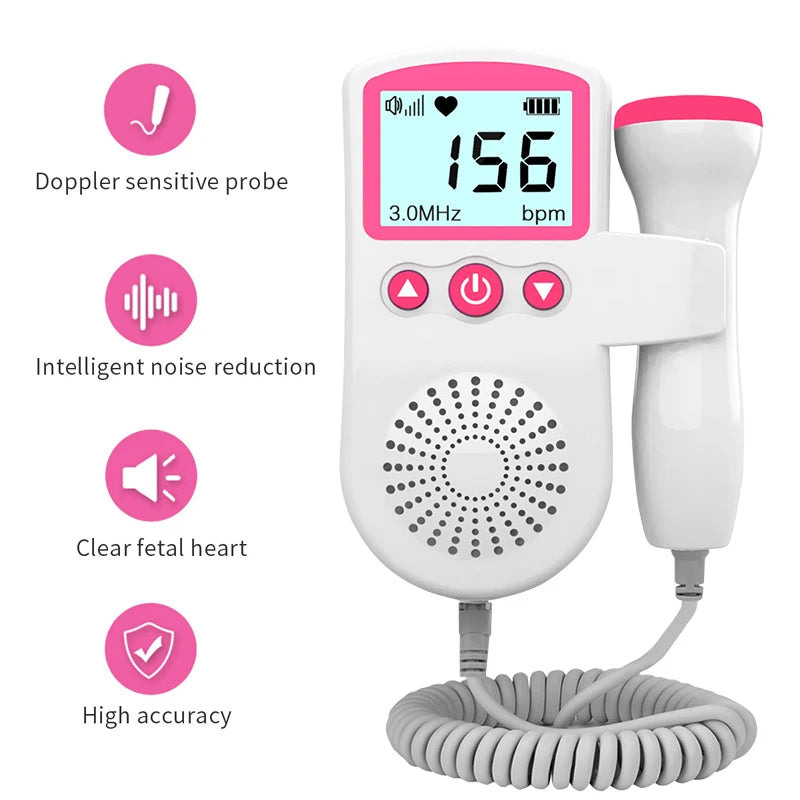 Household Doppler Fetal Heart Rate Monitor for Baby Pregnancy Heartbeat Detector LCDdisplay Pulse Meter No Radiation Stethoscope Leedoar