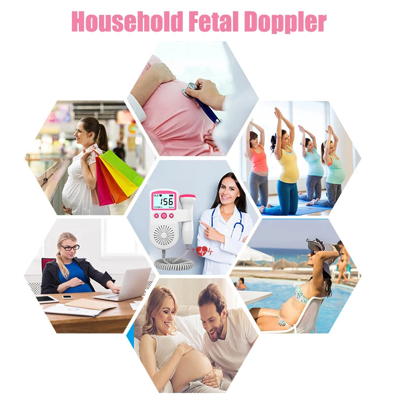 Household Doppler Fetal Heart Rate Monitor for Baby Pregnancy Heartbeat Detector LCDdisplay Pulse Meter No Radiation Stethoscope Leedoar