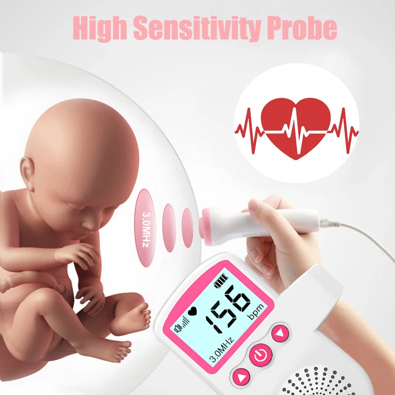 Household Doppler Fetal Heart Rate Monitor for Baby Pregnancy Heartbeat Detector LCDdisplay Pulse Meter No Radiation Stethoscope Leedoar