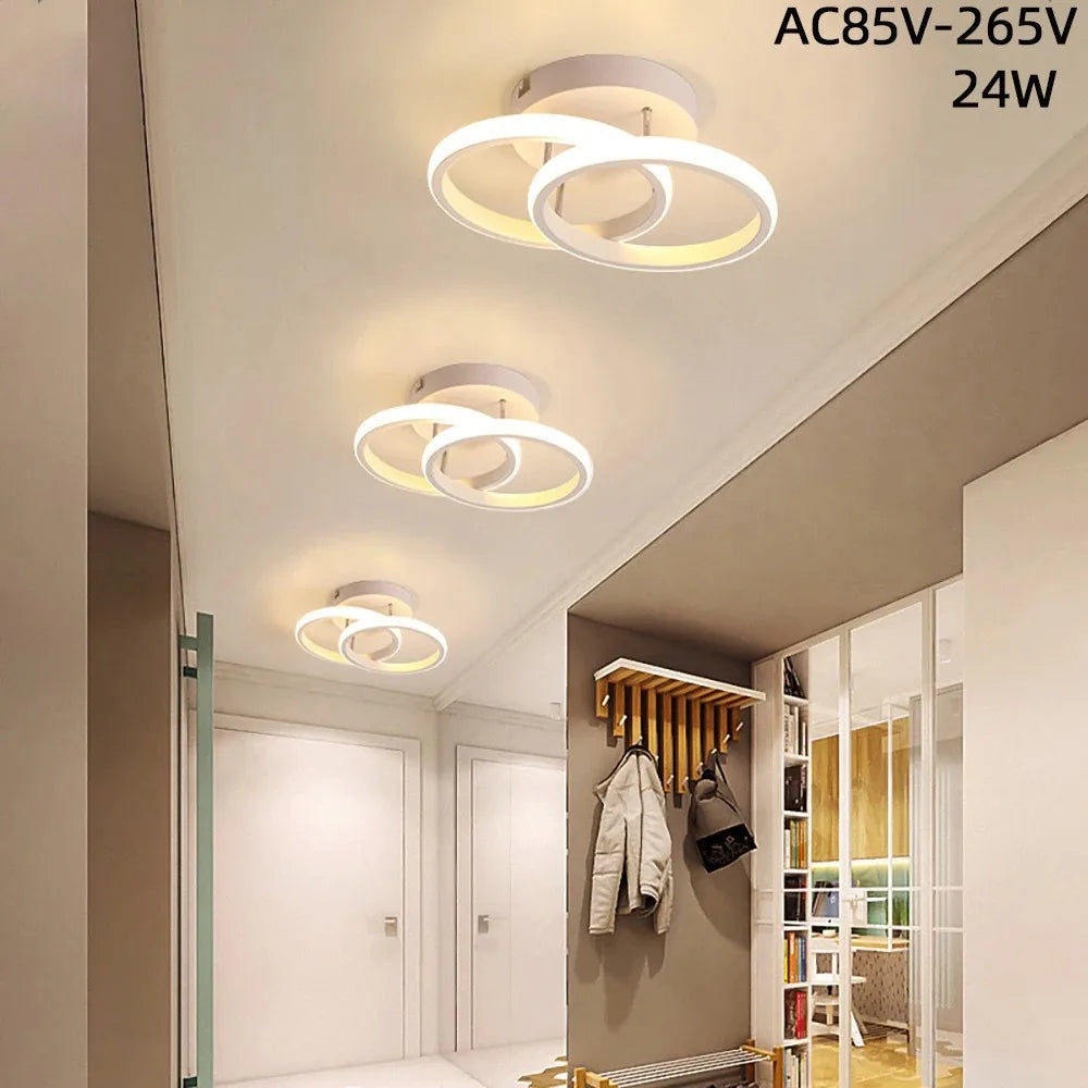 Lustre LED doméstico Lâmpada de três cores Estilo moderno Lâmpada de teto Quarto Luz Superfície Instalação AC 85V-265V Sala de jantar 