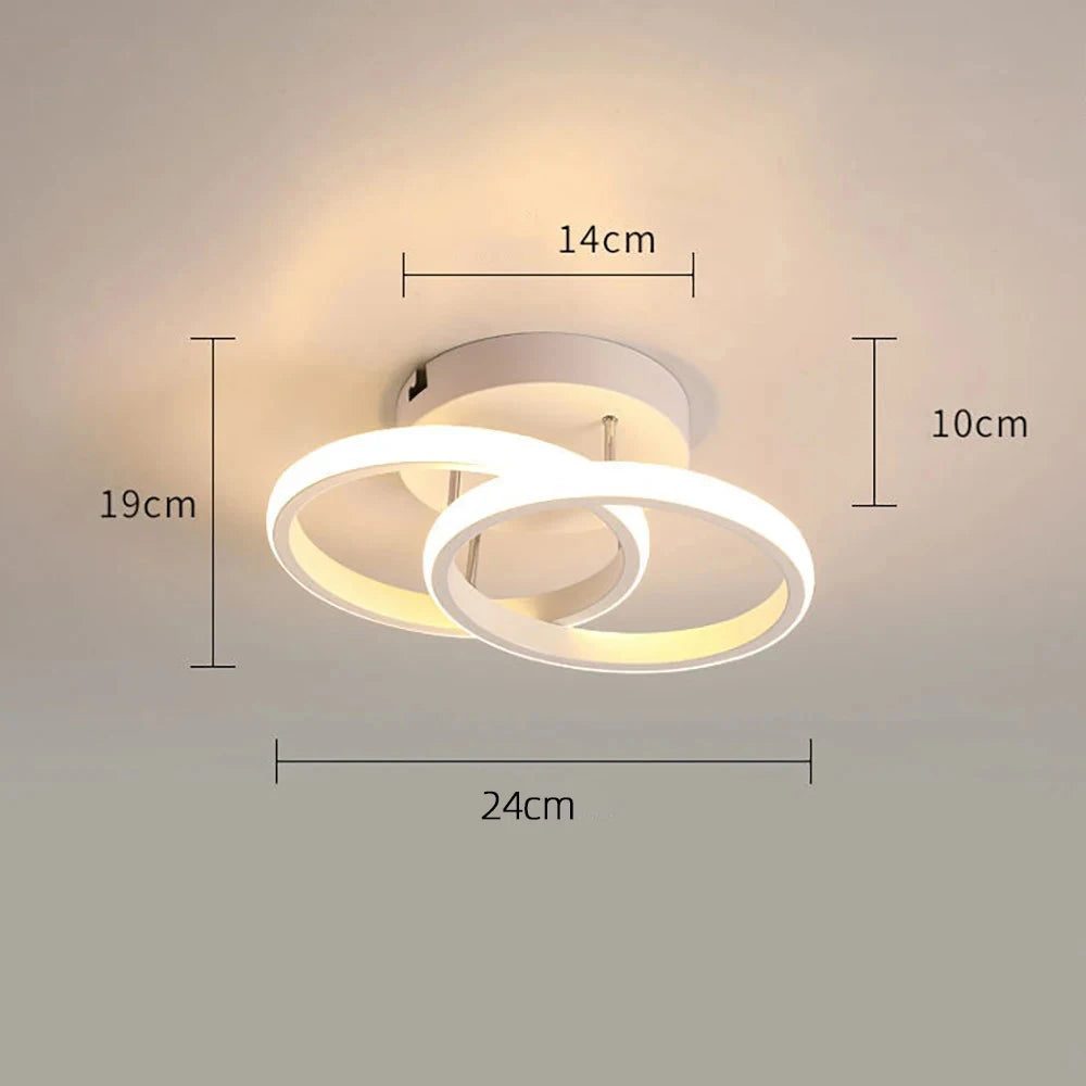 Lustre LED doméstico Lâmpada de três cores Estilo moderno Lâmpada de teto Quarto Luz Superfície Instalação AC 85V-265V Sala de jantar 