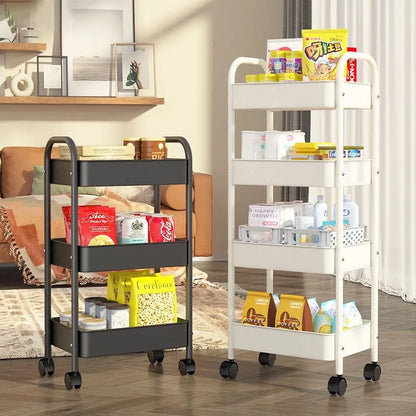 Household Multi-layer Small Cart Storage Rack Floor To Floor Kitchen Bedroom Bathroom Storage Rack Storage Rack With Wheels Leedoar