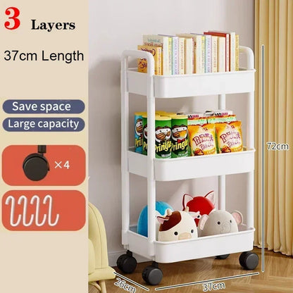 Household Multi-layer Small Cart Storage Rack Floor To Floor Kitchen Bedroom Bathroom Storage Rack Storage Rack With Wheels Leedoar