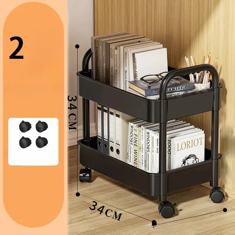 Household Multi-layer Small Cart Storage Rack Floor To Floor Kitchen Bedroom Bathroom Storage Rack Storage Rack With Wheels Leedoar