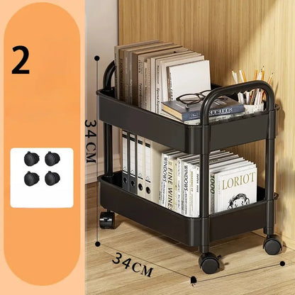 Household Multi-layer Small Cart Storage Rack Floor To Floor Kitchen Bedroom Bathroom Storage Rack Storage Rack With Wheels Leedoar