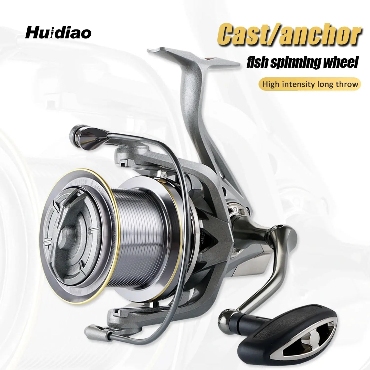 Huidiao Stainless Steel Bearing Spinning Fishing Reel 8000 9000 10000 12000 14000 25KG Powerful Reel Saltwater Fresh Water Drag Leedoar