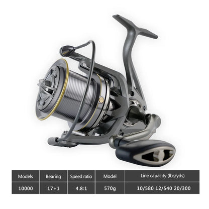 Huidiao Stainless Steel Bearing Spinning Fishing Reel 8000 9000 10000 12000 14000 25KG Powerful Reel Saltwater Fresh Water Drag Leedoar