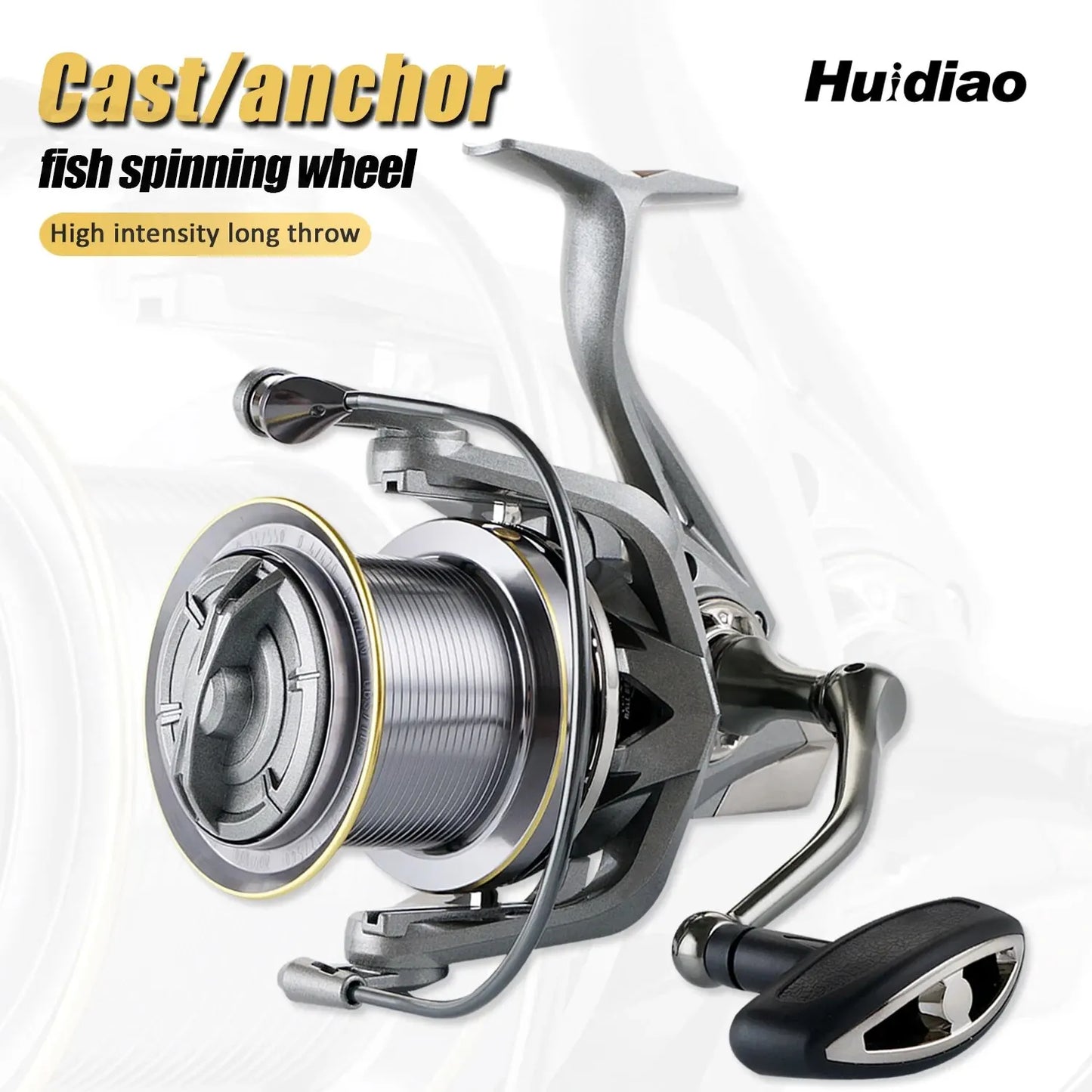 Huidiao Stainless Steel Bearing Spinning Fishing Reel 8000 9000 10000 12000 14000 25KG Powerful Reel Saltwater Fresh Water Drag Leedoar