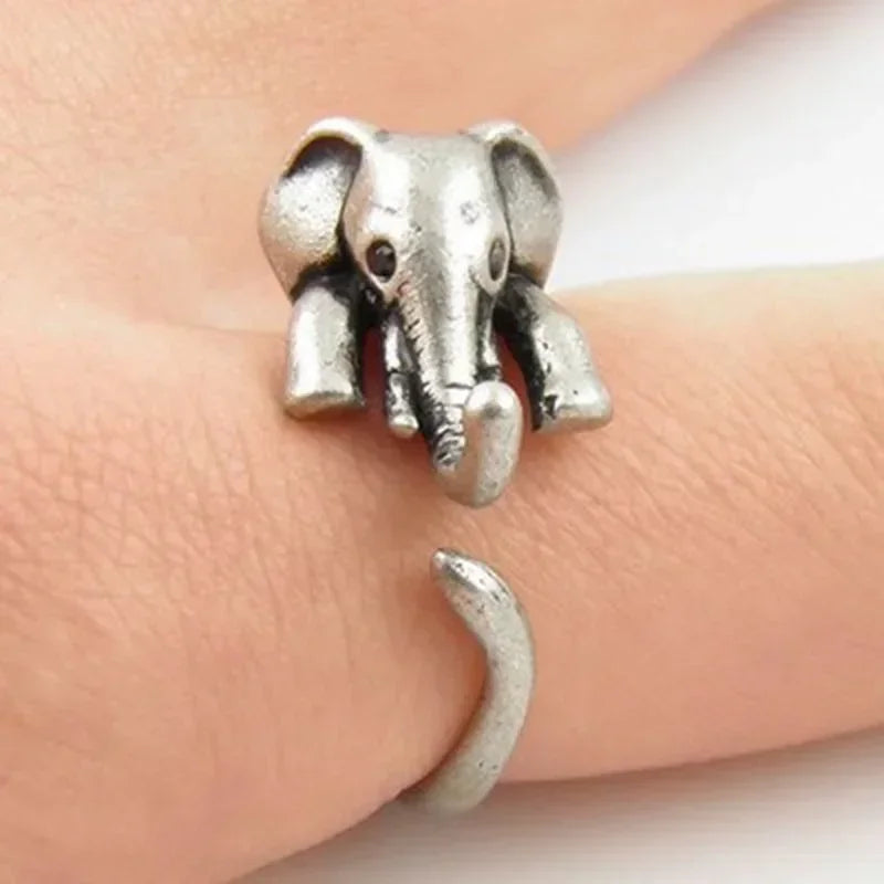 Anillo abierto con forma de ratón lindo de Huitan para mujer, color plata antigua, accesorios modernos de moda para niñas. Tamaño de la piedra: ajustable. 